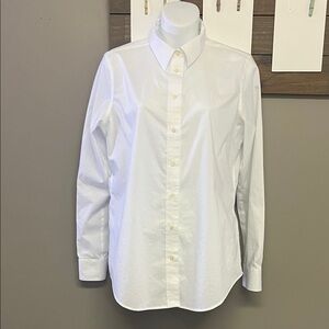 Lauren Ralph Lauren Women Classic Non Iron White Button Down Cotton Shirt Medium